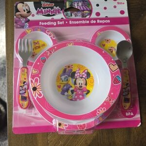 Disney Minnie Mouse Pink and Yellow Feeding Set